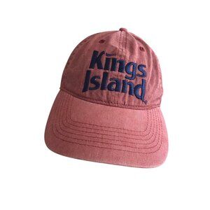 Kings Island Adjustable Cotton Baseball Cap Red With Embroidered Logo